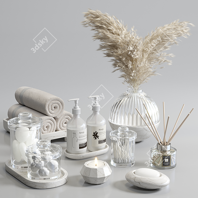 Modern Bathroom Accessories Set 3D model image 1