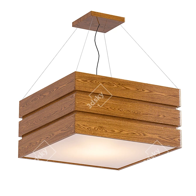 Rustic Wood Triple Square Pendant 3D model image 1