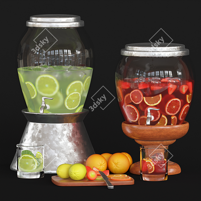 Elegant Glass Beverage Jar 3D model image 1