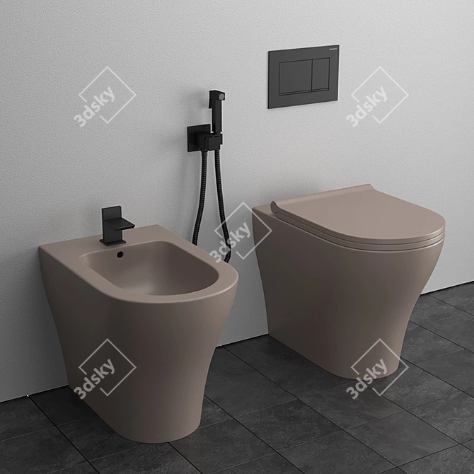 Elegant Italian Back to Wall WC/Bidet 3D model image 4