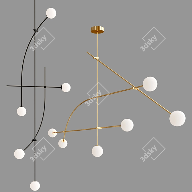 Elegant Tempo 8' Chandelier 3D model image 2