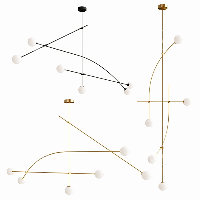 Elegant Tempo 8' Chandelier 3D model image 5