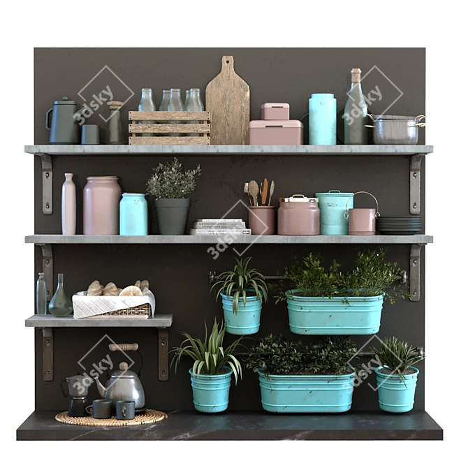 Modern Kitchen Decor Set 3D model image 1