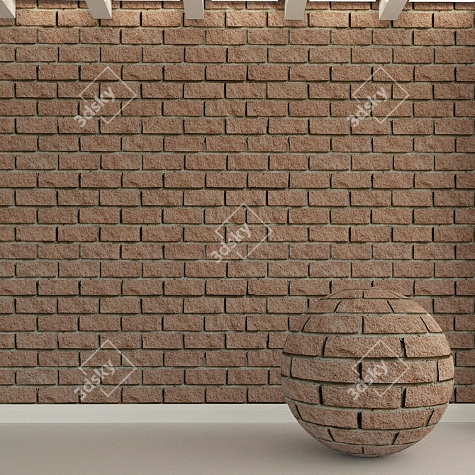 Aged Brick Wall Tile - Vintage Loft Retro 3D model image 1