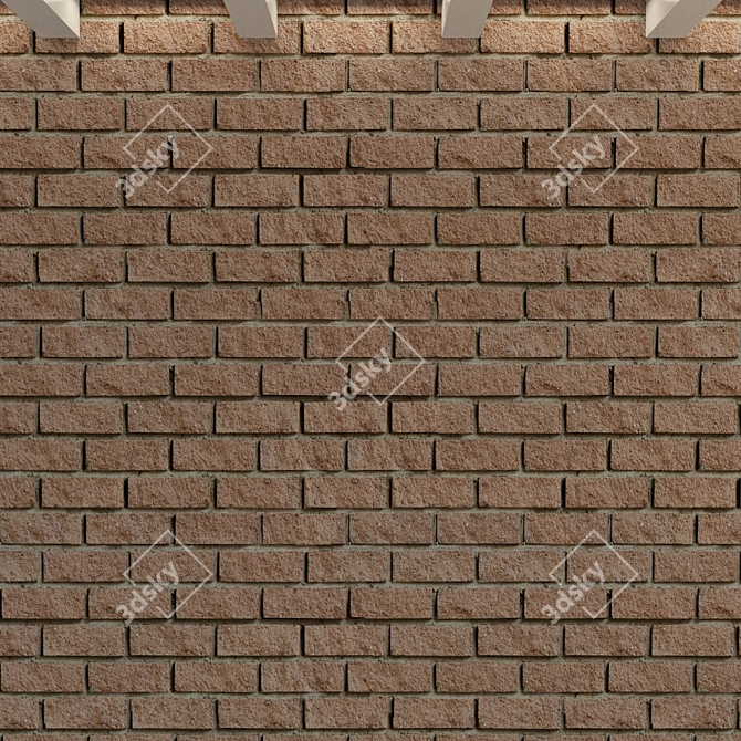 Aged Brick Wall Tile - Vintage Loft Retro 3D model image 3