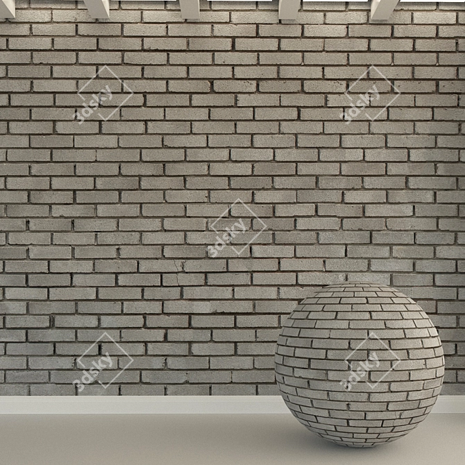 Vintage Brick Wall Texture 3D model image 1