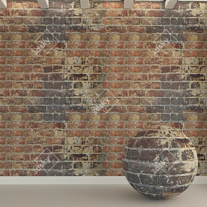  Authentic Vintage Brick Wall 3D model image 1