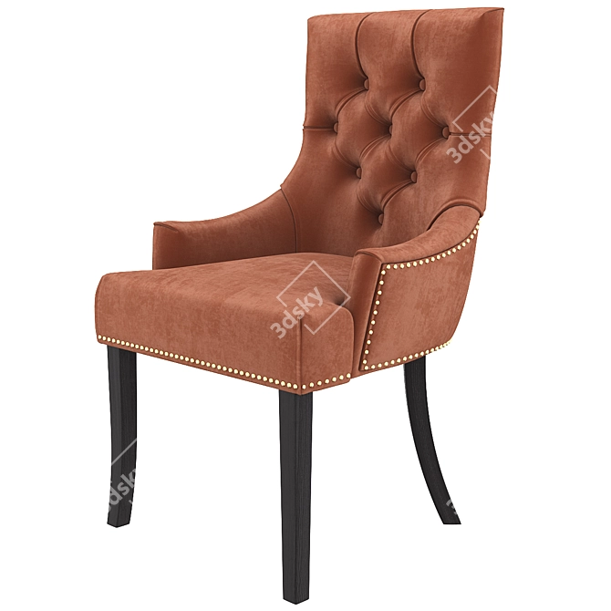 Elegance in Black: Velvet Chair with Black Legs 3D model image 3