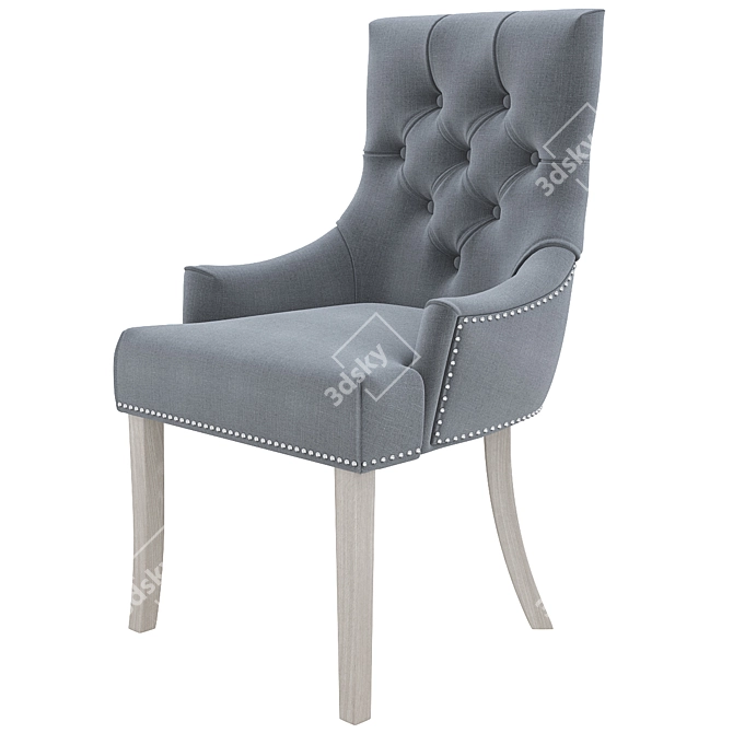 Elegance in Black: Velvet Chair with Black Legs 3D model image 5