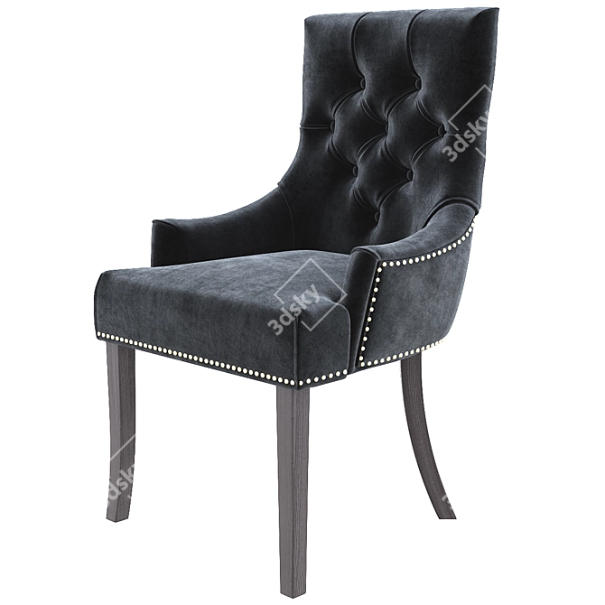 Elegance in Black: Velvet Chair with Black Legs 3D model image 6