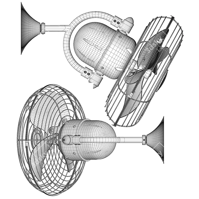 Outdoor Wall Fan with Wall Control 3D model image 12