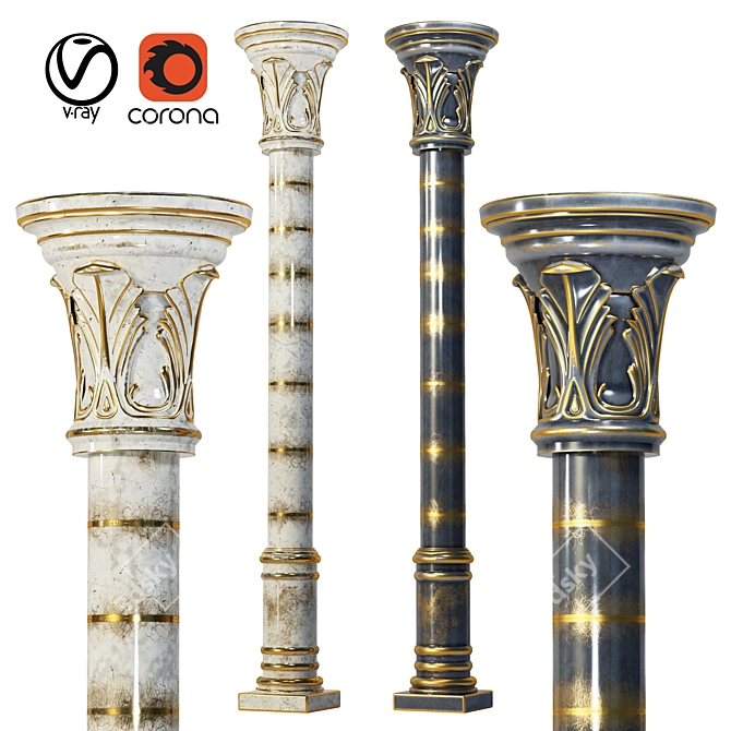 Elegant Classic Column in Two Colors 3D model image 1