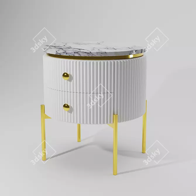 Round Bedside Table: Sleek and Stylish 3D model image 1