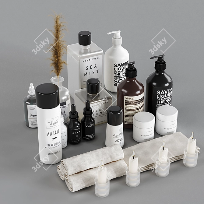 Modern Bathroom Accessories Set 3D model image 2