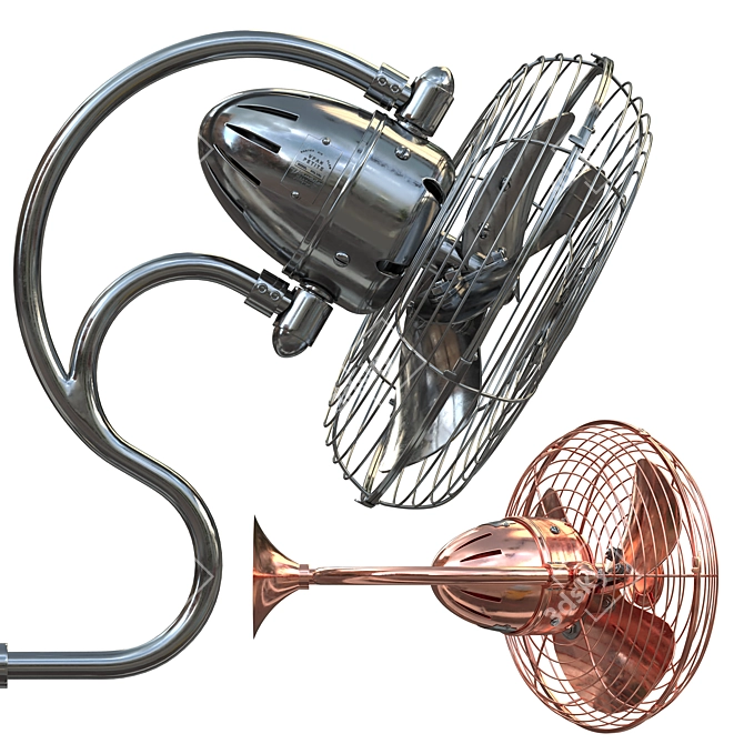 Art Nouveau Oscillating Wall Fan 3D model image 3