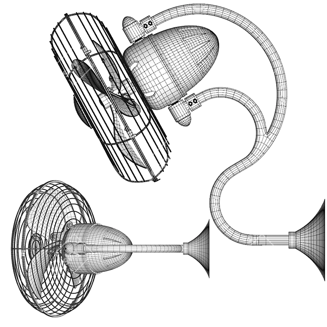 Art Nouveau Oscillating Wall Fan 3D model image 6