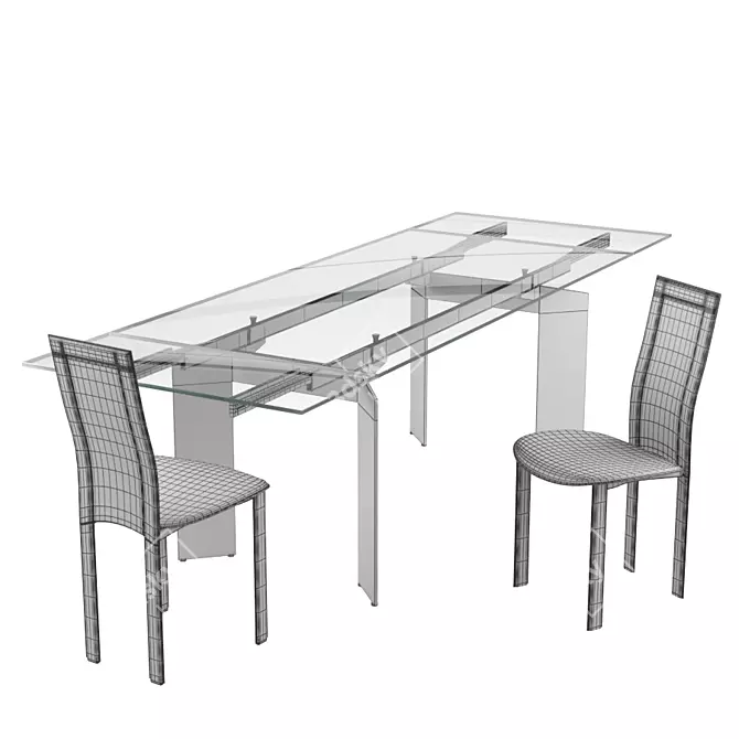 Cattelan Italia Elan Drive Dining Table & Lara Chairs Set 3D model image 5