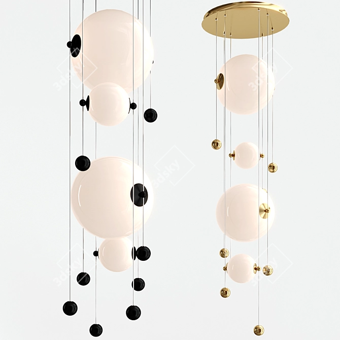 Modern LED Abacus Pendant & Linear Suspension 3D model image 2