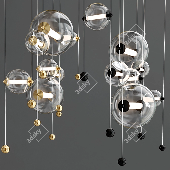 Modern LED Abacus Pendant & Linear Suspension 3D model image 3