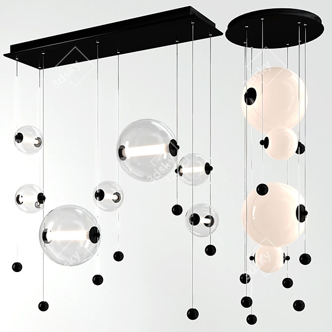 Modern LED Abacus Pendant & Linear Suspension 3D model image 4