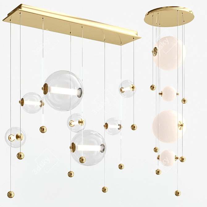 Modern LED Abacus Pendant & Linear Suspension 3D model image 5