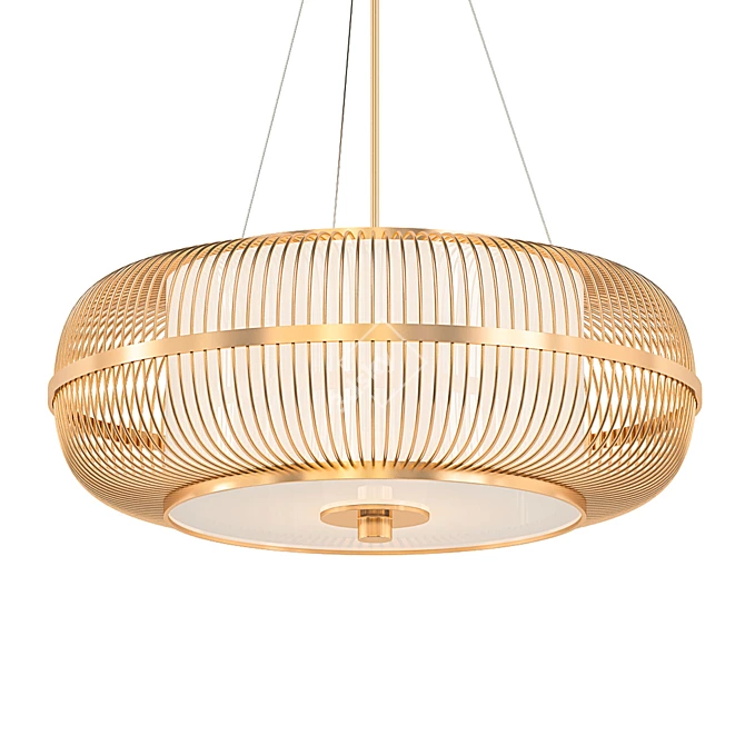 Japanese Bamboo Chandelier: Elegant Illumination. 3D model image 1