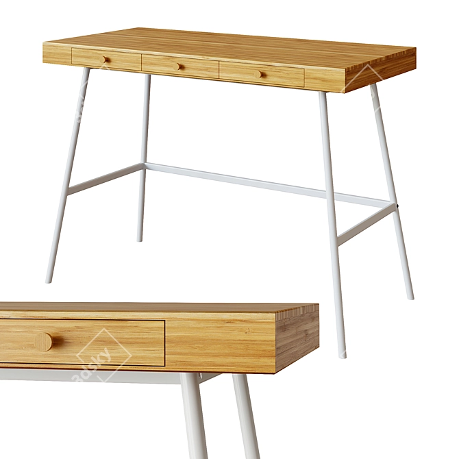 Modern Scandinavian Writing Desk 3D model image 1