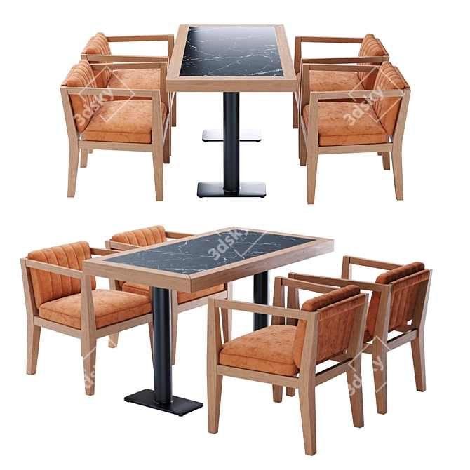 Café Seating Set: Berba Chairs & Table 3D model image 1