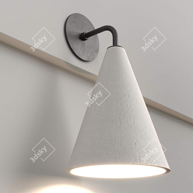 Elegant Plaster Cone Wall Light 3D model image 3