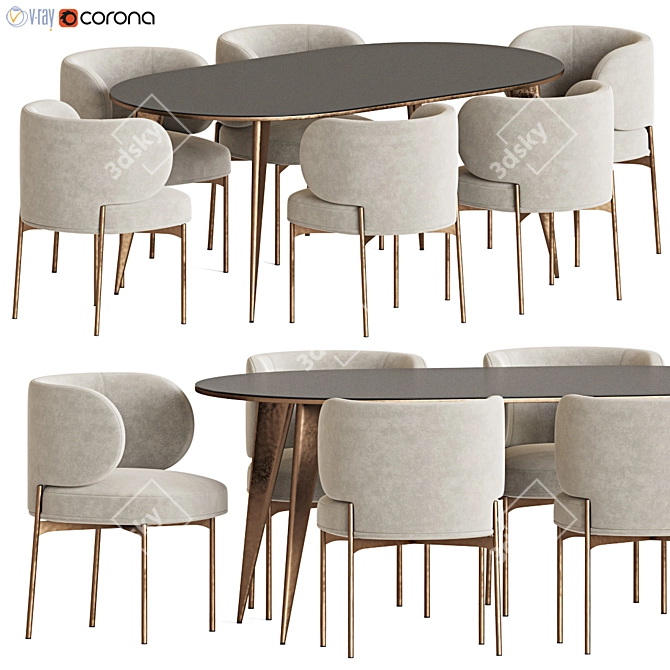 Modern 3D Dining Set 121 3D model image 1