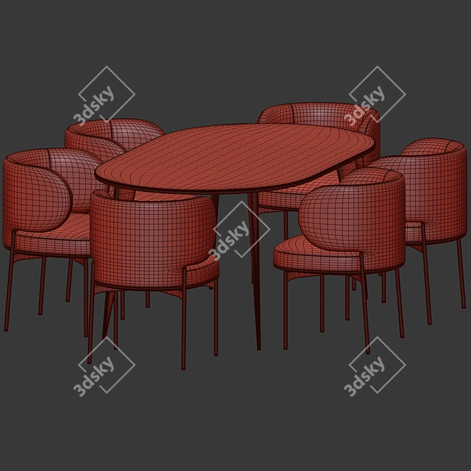 Modern 3D Dining Set 121 3D model image 3