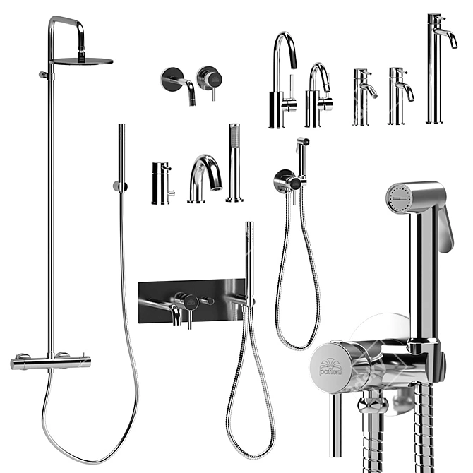 Paffoni Light Set 2 | Adjustable Shower Hose 3D model image 2