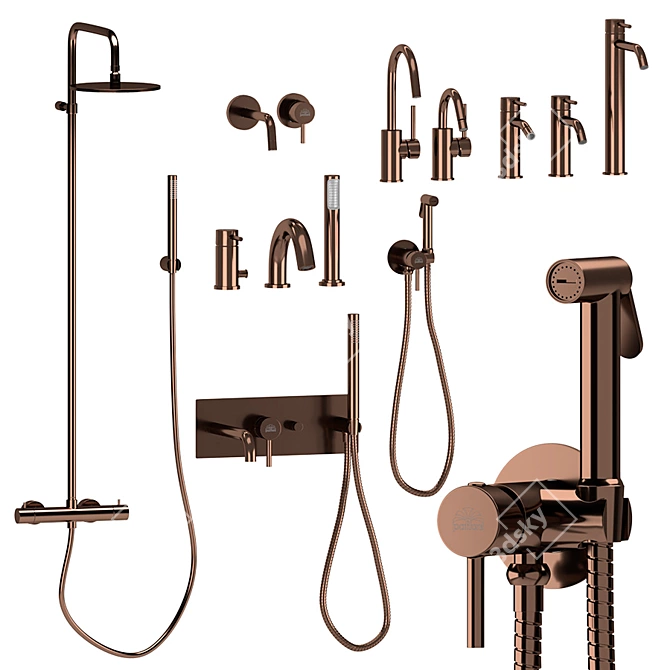 Paffoni Light Set 2 | Adjustable Shower Hose 3D model image 4