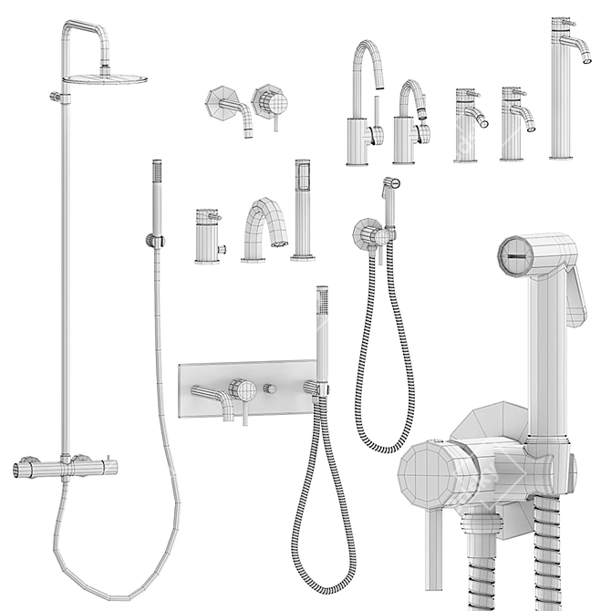 Paffoni Light Set 2 | Adjustable Shower Hose 3D model image 6
