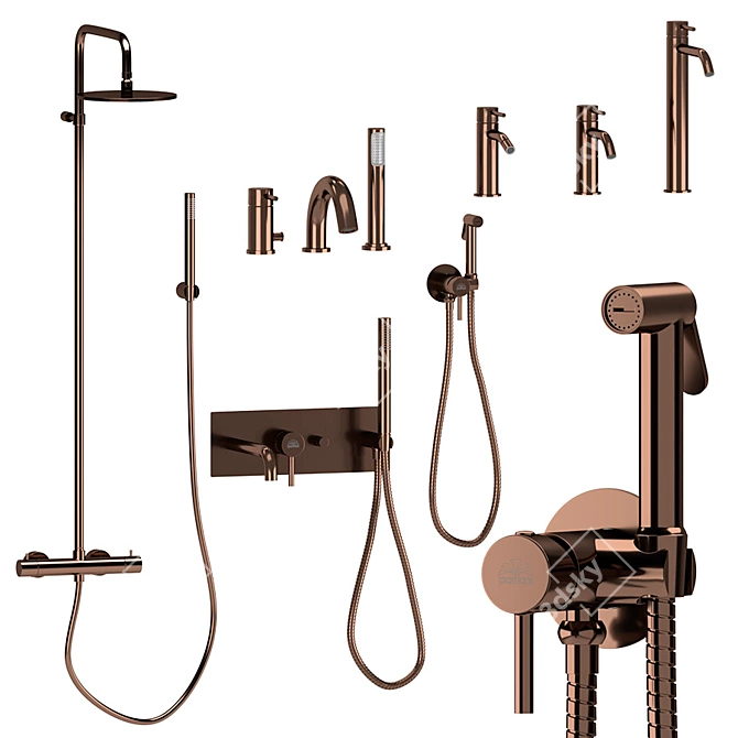Paffoni Light Set 2 | Adjustable Shower Hose 3D model image 11
