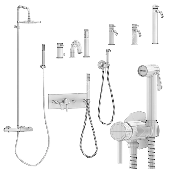 Paffoni Light Set 2 | Adjustable Shower Hose 3D model image 12