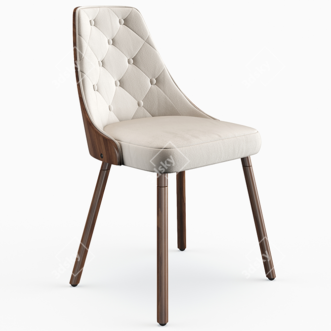 Elegant Tufted Side Chair 3D model image 1