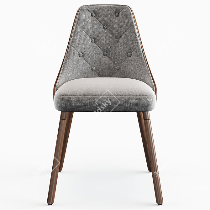 Elegant Tufted Side Chair 3D model image 2