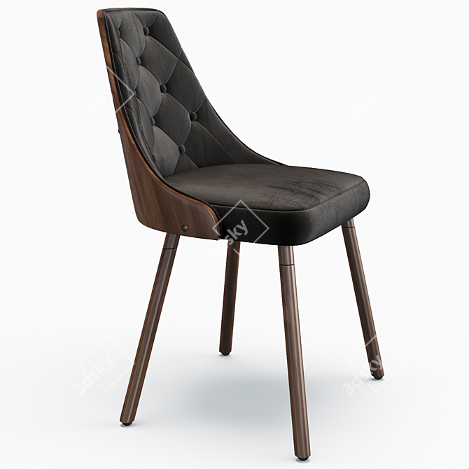 Elegant Tufted Side Chair 3D model image 4