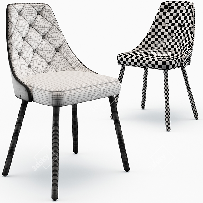 Elegant Tufted Side Chair 3D model image 5