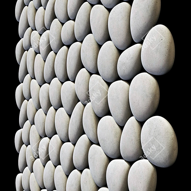 Flat Pebble Panel Decor #1 3D model image 2