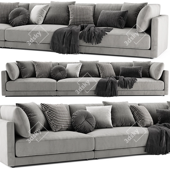 Elegant Blanche Katarina 3-Seater Sofa 3D model image 1