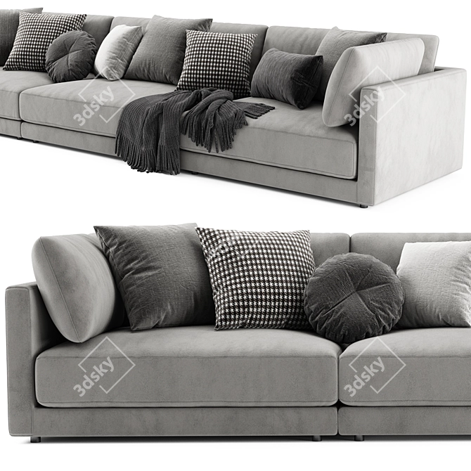 Elegant Blanche Katarina 3-Seater Sofa 3D model image 2