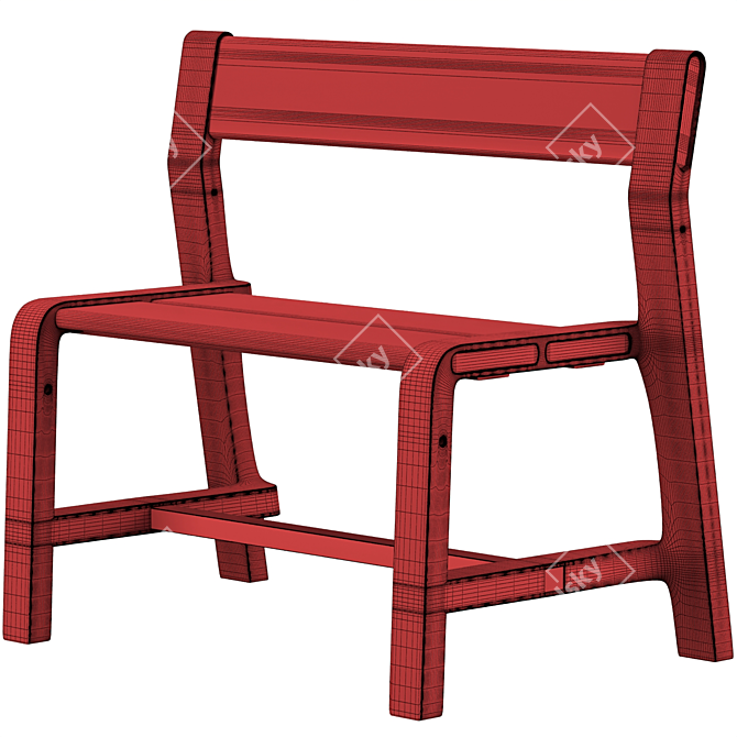 YPPERLIG Children's Bench in Dark Red Beech - Durable and Stylish 3D model image 4
