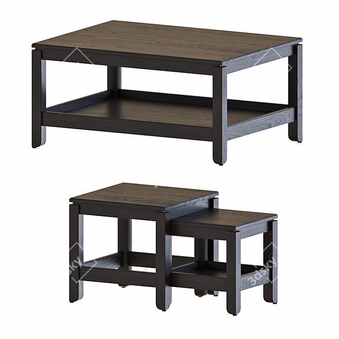 Nested Coffee & Side Tables Set 3D model image 1
