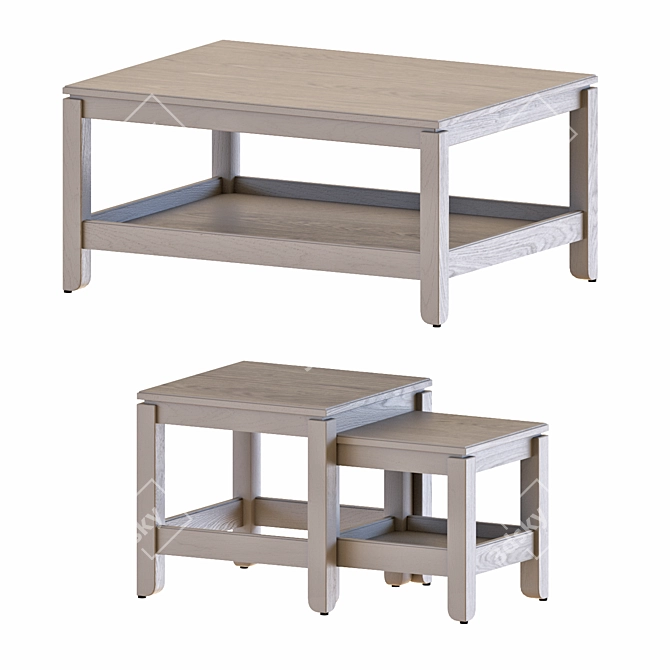 Nested Coffee & Side Tables Set 3D model image 2