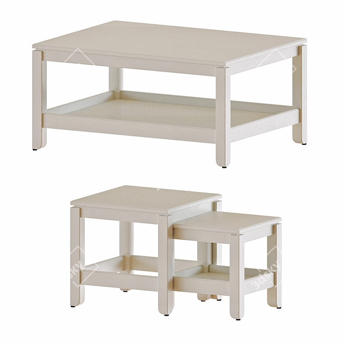 Nested Coffee & Side Tables Set 3D model image 3