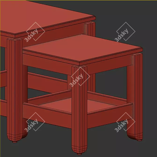 Nested Coffee & Side Tables Set 3D model image 5