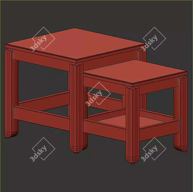 Nested Coffee & Side Tables Set 3D model image 7