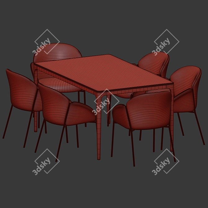 Elegant Modern Dining Set 122 3D model image 3